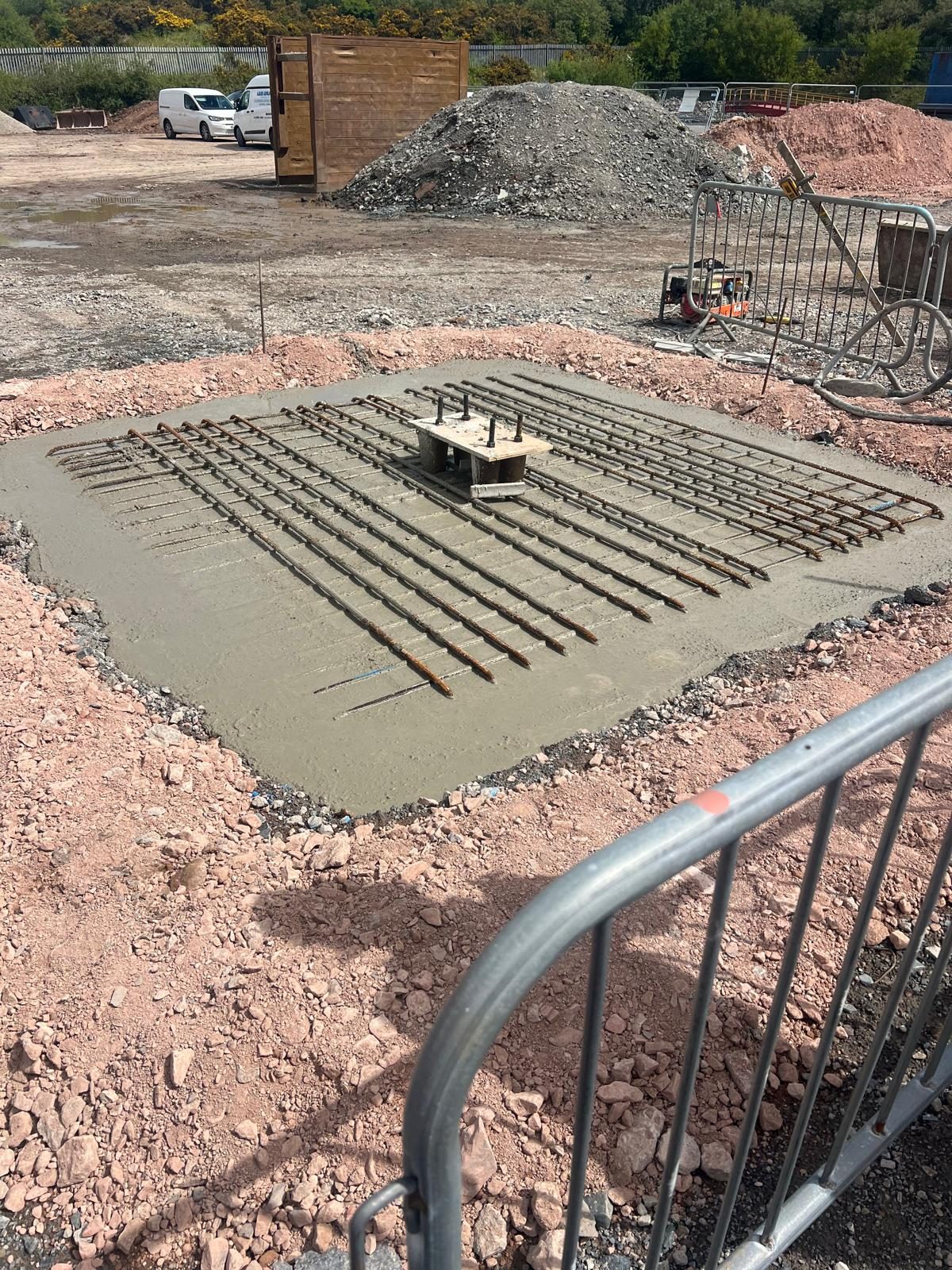 Freshly cast base with starter bars