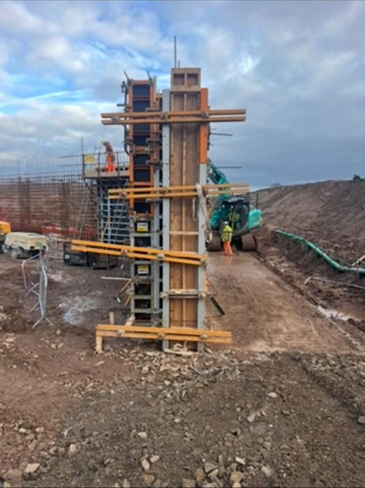 Tall column formwork braced on site