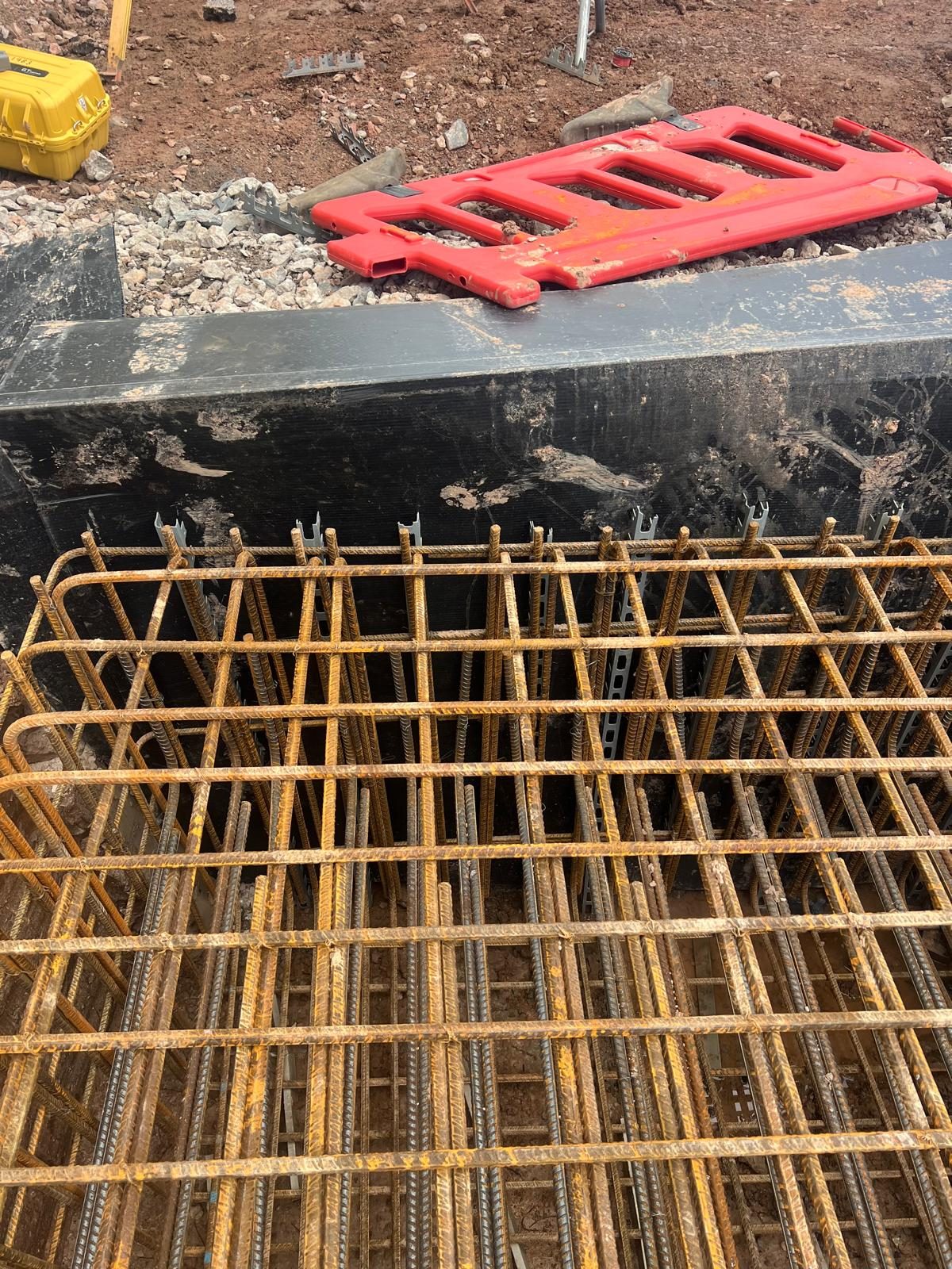 Reinforcement cage in a foundation excavation