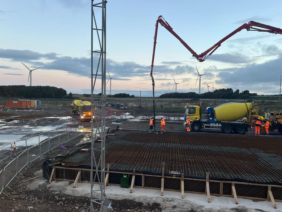 Steel reinforcement fixed across a slab ready for the pour