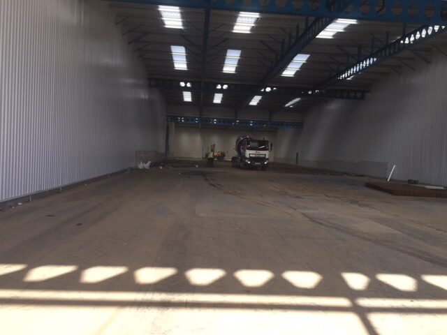 Finished internal concrete floor in a large warehouse